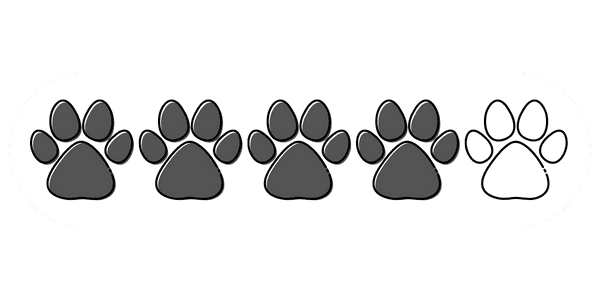 four paws out of five coloured in on a scale